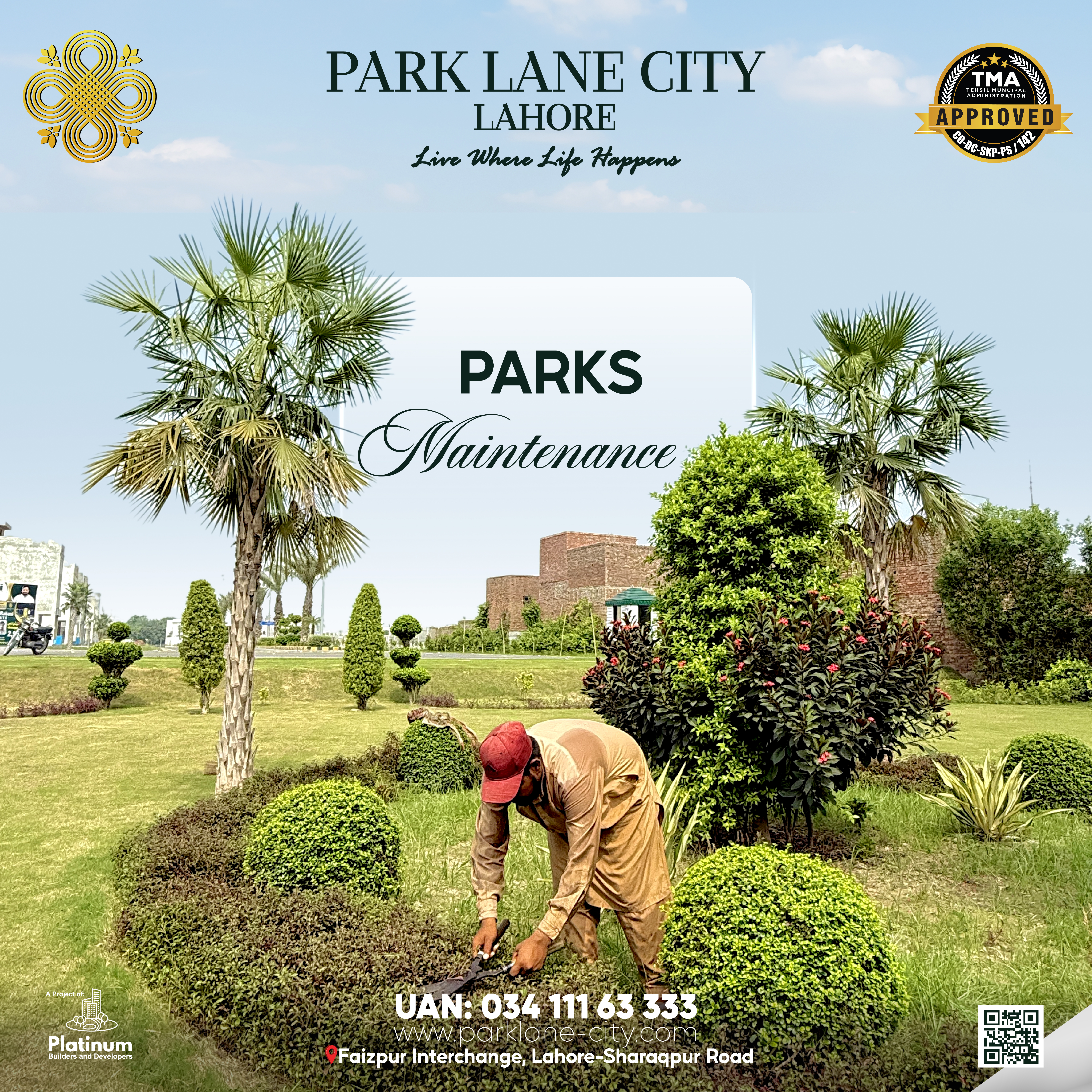 PLC gardener trimming sculpted hedges and ornamental shrubs — Parks Maintenance